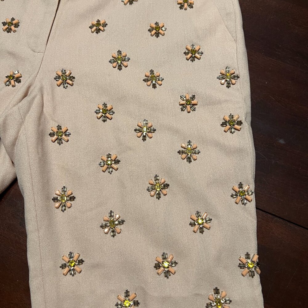 J CREW CAFE CAPRI BEADED EMBELLISHMENT SIZE 8 NWT COLOR BISCUIT - Picture 11 of 16